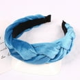 thumbnail image 2 of XASZHN Textured Braided Velvet Wide Headband for Women Solid Color Hair Accessory with Ribbon Detail Blue_001 One Size, 2 of 5