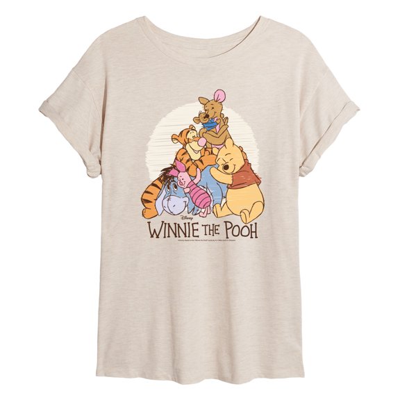 Winnie the Pooh - Scribble Group Hug - Juniors Oversized Graphic T-Shirt