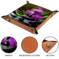 thumbnail image 3 of Women Girls Leather Square Dish Trinket Plate Jewelry Tray for Mothers Day Birthday Gift, Zen Basalt Stones Orchid, 3 of 6