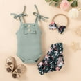 thumbnail image 2 of Penkiiy Toddler Baby Summer Clothes Sleeveless Sling French Rib Top Floral Shorts Suit Easter Dresses for Toddler Girls 6-9 Months Mint Green 2023 Summer Deal, 2 of 9
