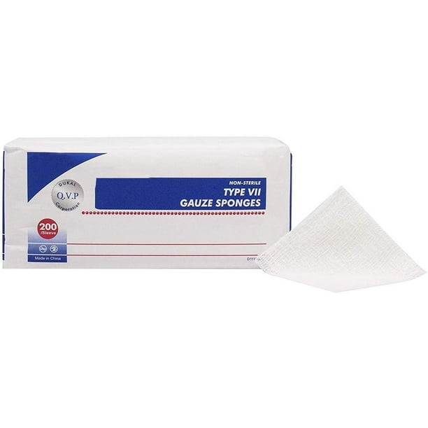 Type VII Gauze Sponges 4" x 4". Case of 2000 16ply Gauze Dressings for
