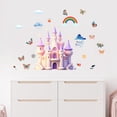 thumbnail image 1 of Adhesivo de pared de PVC extraíble con forma de castillo y mariposa, 1 of 4