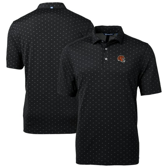 Men's Cutter & Buck Black Cincinnati Bengals Big & Tall Virtue Eco Pique Tile Print Recycled Polo