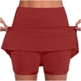 thumbnail image 2 of Gyujnb Tennis Skirts for Women, Trendy Stretchy Tummy Control High Waist Mini Skirt Summer Casual Athletic Skort with Pockets,Red, 2 of 4