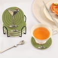 thumbnail image 3 of Yayeee 6 PCS Drink Coasters with Holder Set Woven Absorbent Round Tabletop Hot Pad, Light Black Martini, 3 of 7