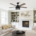 thumbnail image 4 of Parrot Uncle 52-Inch Black Industrial Ceiling Fans with Lights and Remote Caged Indoor Ceiling Fan for Bedroom, 4 of 17