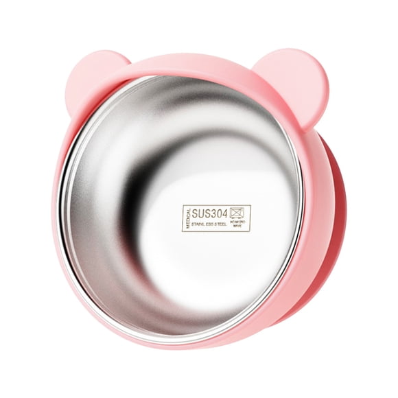 Ensemble de Vaisselle Bols en Acier Inoxydable avec Ventouse 2 en 1 Bol et Bol en Silicone Amovible à Ventouse Contenant à Collation Anti-Brûlure pour l'Alimentation Vaisselle Pratique, Ensemble de Couverts, Assiettes en Céramique, Bols en Porcelaine, Acier Inoxydable