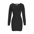 thumbnail image 4 of IROINNID Sales Sweater Dress for Women Long Sleeve Dress Thigh-Length Sweater Dress Solid Color Flowing Skirt Sexy Hip Wrap Skirt,Black, 4 of 6