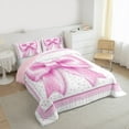 thumbnail image 3 of Manfei Cartoon Bow Tie Full Size Comforter Sets,Polka Dot Bedding Comforter Set,Princess Pink Bow Bedding Sets For Teens,Luxury Bedroom Decor Reversible,3-Piece, 3 of 8