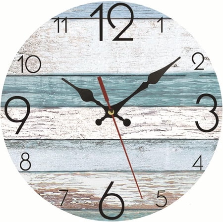 12 Inch Vintage Wall Clock Living Room Kitchen Decor Clock Silent Battery Operated Digital Round