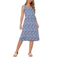 thumbnail image 2 of VESTIDO SIN MANGAS BOHO IKAT INSPIRADOR DE MUJER CON BOLSILLOS, VESTIDO MIDI CASUAL PARA EL DÍA DE LAS MADRES, AZUL OSCURO L, 2 of 6