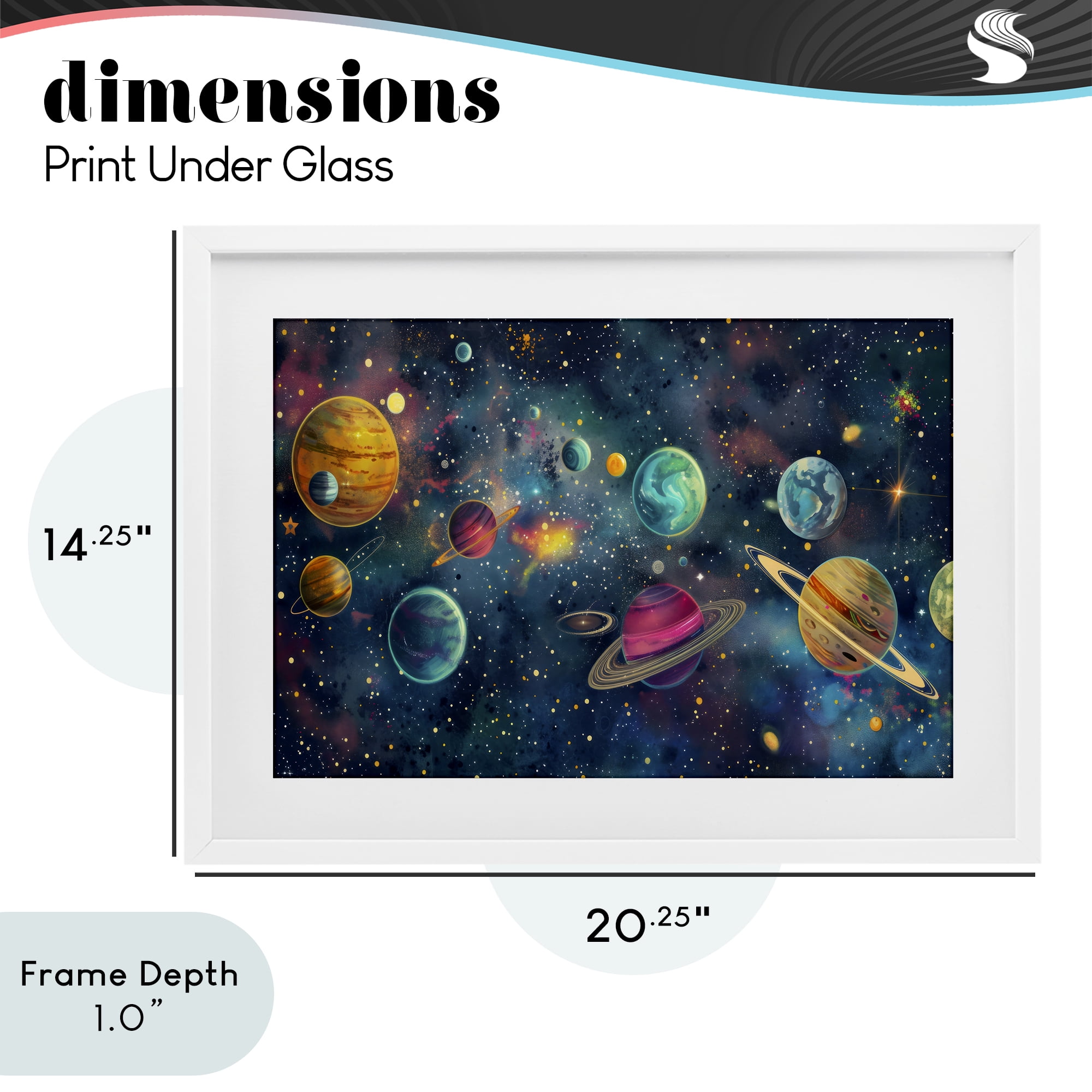 Stupell Industries Celestial Planetary Parade White Framed Print Under Glass, design by Creative Studio
