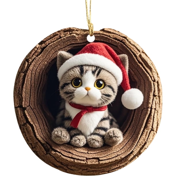 Decoraciones Del Árbol de Navidad Animales Imprimir Acrílico Oval Ornamentos, 8cm Animales Del Bosque Decoraciones para Corona de Árbol, Ornamentos Del Árbol de Navidad Regalo de Recuerdo en la Caja E