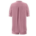 thumbnail image 5 of Caywon Summer Womens Two Piece Set Comfortableable Long Sleeve Neck Top High Waist Drawstring Detail Coordinated Relaxed LooseLarge Above Knee Length Short Casual Outfit Pink M, 5 of 5