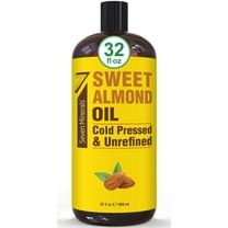 Cold Pressed Sweet Almond Oil - Big 32 fl oz Bottle - Unrefined & 100% Natural - by Seven Minerals