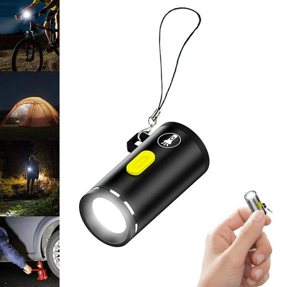 Ultra Bright LED Keychain Flashlight Type-C Rechargeable Mini Light for Outdoor Emergency