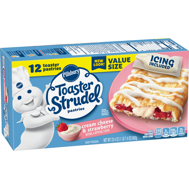 Pillsbury Toaster Strudel, Cream Cheese & Strawberry, Pastries, 12 ct