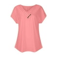 thumbnail image 4 of XIAfhje Womens Tops Tshirts Shirts For Women Summer Tops Casual Sexy Trendy Slant V-Neck Short Sleeves T-Shirts With Buttons Fashion Clothes Solid Color Pleats Tees Basic Tunic Tops, 4 of 6