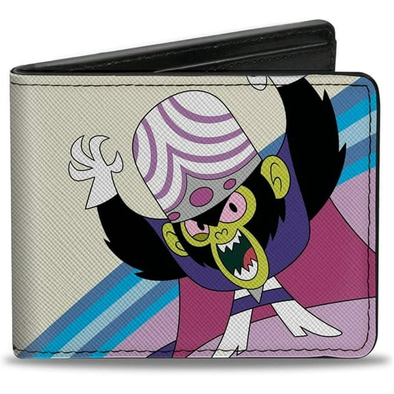 Warner Bros. Animation Wallet, Bifold, The Powerpuff Girls Mojo Jojo Pose and Text Ivory Blues, Vegan Leather