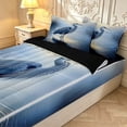 thumbnail image 3 of Erosebridal Watercolor Heron Animals Zipper Twin Comforter Sets with Fitted Sheet and 2 Pillowcases,Transitional Wildlife Zipper Bedding Set,Blue White,Black Reversible,4pcs, 3 of 8