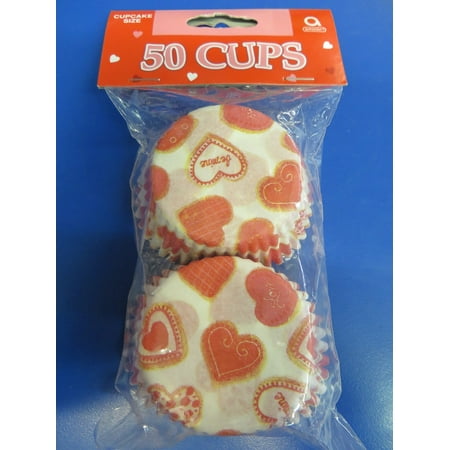 Valentine's Day Hearts White Red Holiday Party Cupcake Baking Cups Liners