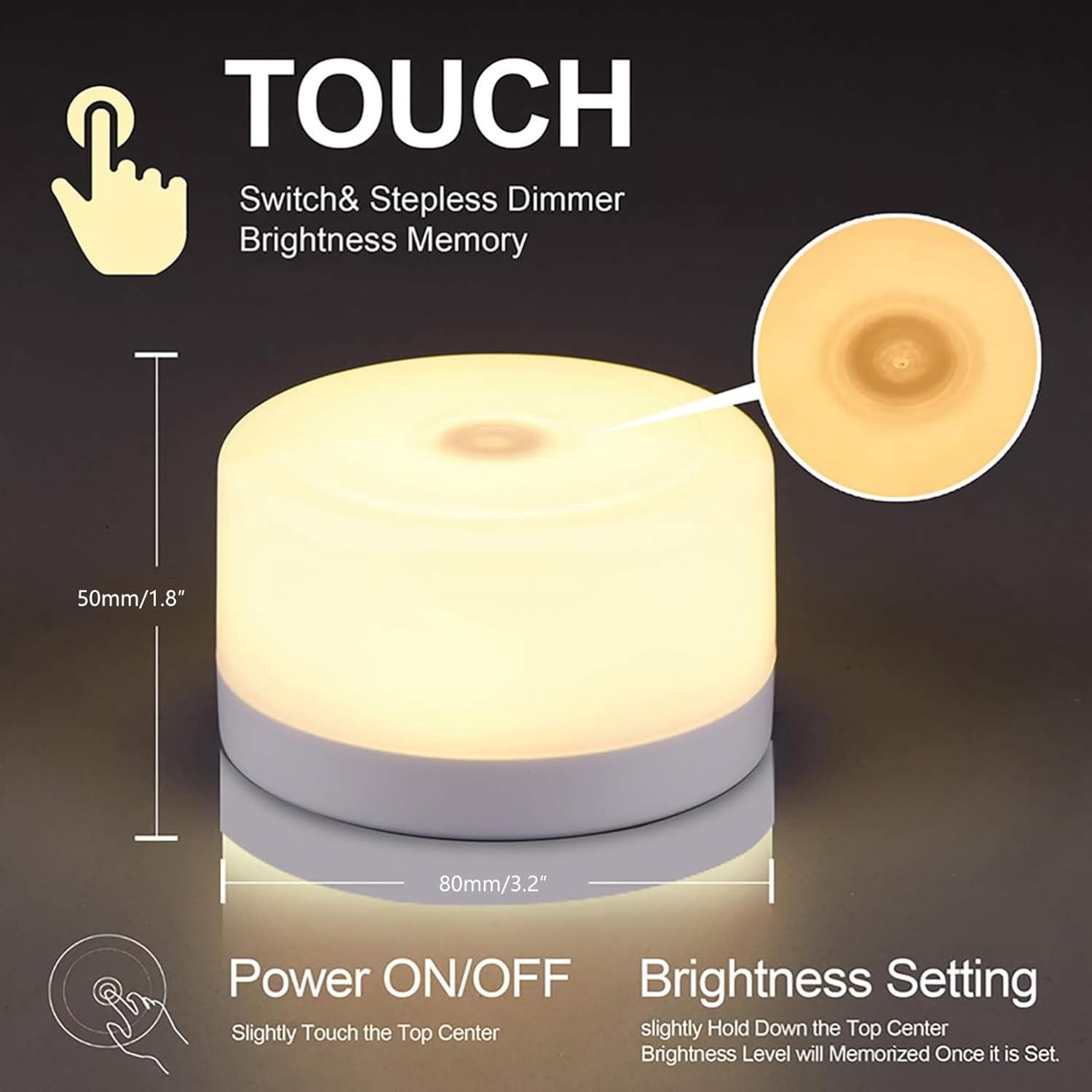 SHAANXIXIAN Nursery Night Light for Baby,Portable LED Touch Night Lamp for Kids & Adult,Dimmable Tap Light,Breastfeeding,Sleep Aid,USB Rechargeable Nursing Lamp,Warm Night Light,Soft Eye Caring,1Pack