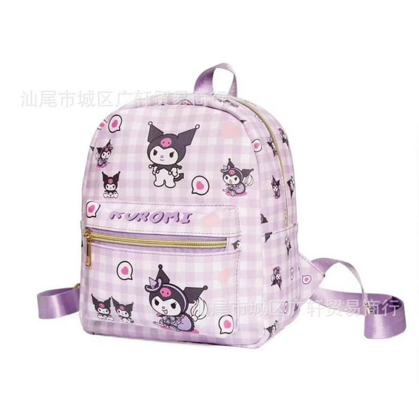 Mochila de cuero para niños con patrón de Kuromi impermeable.