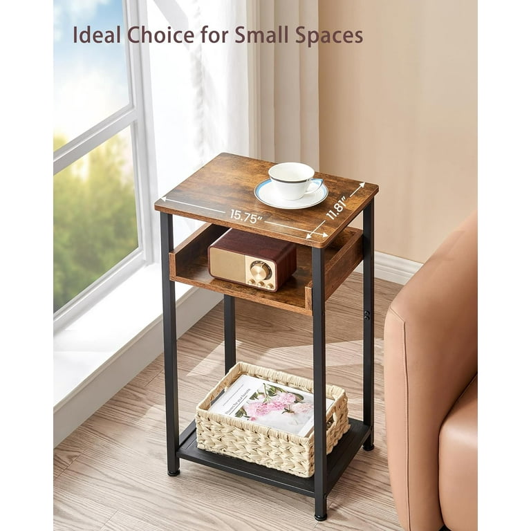 Tall Side Table 30 inch High End Table Small Entryway Table Bedside Table for Living Room and Bedroom Rustic Brown Black