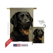 Breeze Decor 10076 Pets Black Lab 2-Sided Vertical Impression House Flag - 28 x 40 in.