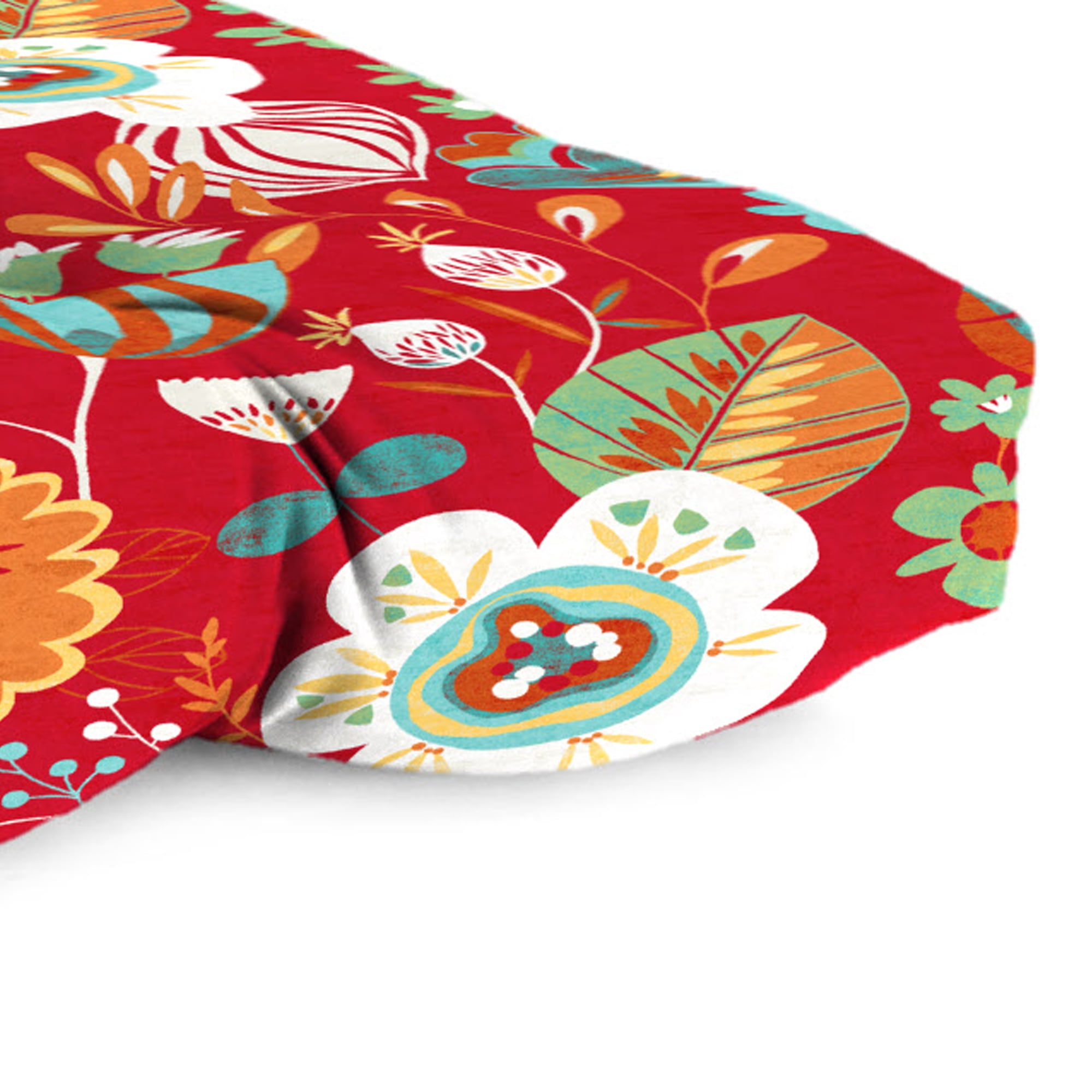 Jordan Manufacturing 3-Piece Avianna Saxony Red Floral Tufted Outdoor Cushion Set with 1 Wicker Bench Cushion and 2 Wicker Seat Cushions