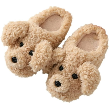 

PIKADINGNIS Cute Teddy Animal Slippers Cotton Cozy Soft Fleece Plush House Slippers Warm Memory Comfy Home Slippers Indoor Outdoor