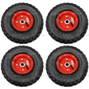 3ox 10-Inch Pneumatic Tire Outdoor Equipment Wheels, Heavy Duty Steel Hub (4 Pack)