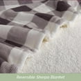 thumbnail image 5 of Elegant Comfort Reversible Buffalo Plaid Flannel Sherpa Blanket - Soft Fleece Throw for Couch or Bed - Plush Warm Winter Blanket, Full, Gray, 5 of 5
