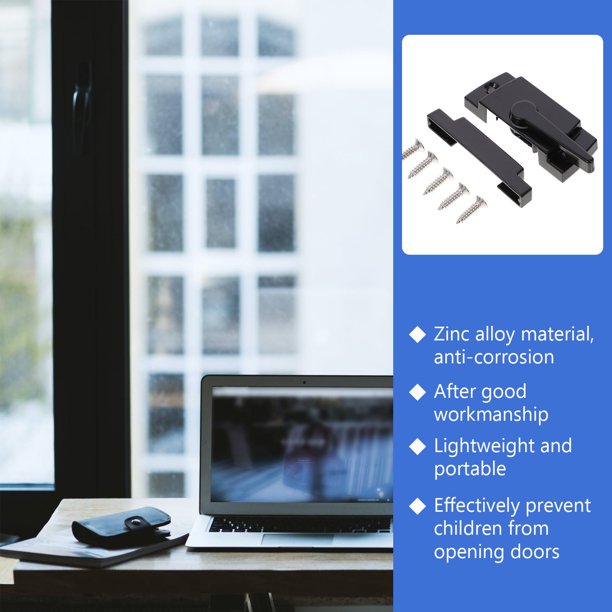 WRISTBIQUE 2Jgo Cerraduras Antirrobo Para Corredizas De Zinc Negro Con Instalación Fácil
