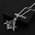thumbnail image 3 of HZMAN Mens Cubic Zirconia Freemason Symbol Masonic Stainless Steel Pendant Necklace 22+2 inch Chain (Silver), 3 of 8