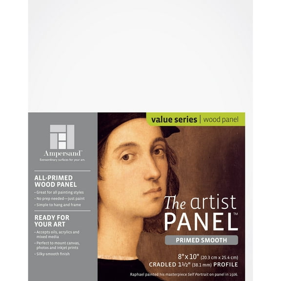 Ampersand Art Artist Panel Smooth Cradled, 1-1/2" Profile, 8" x 10"