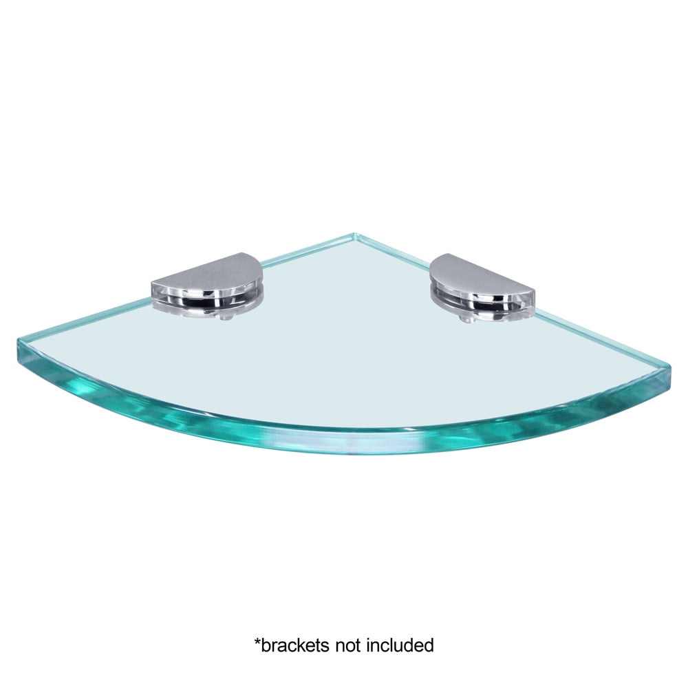 Dulles Glass 8" x 8" Quarter Round Floating Glass Shelf - Shelf Only - Tempered - 3/8" Thick - Flat Polished