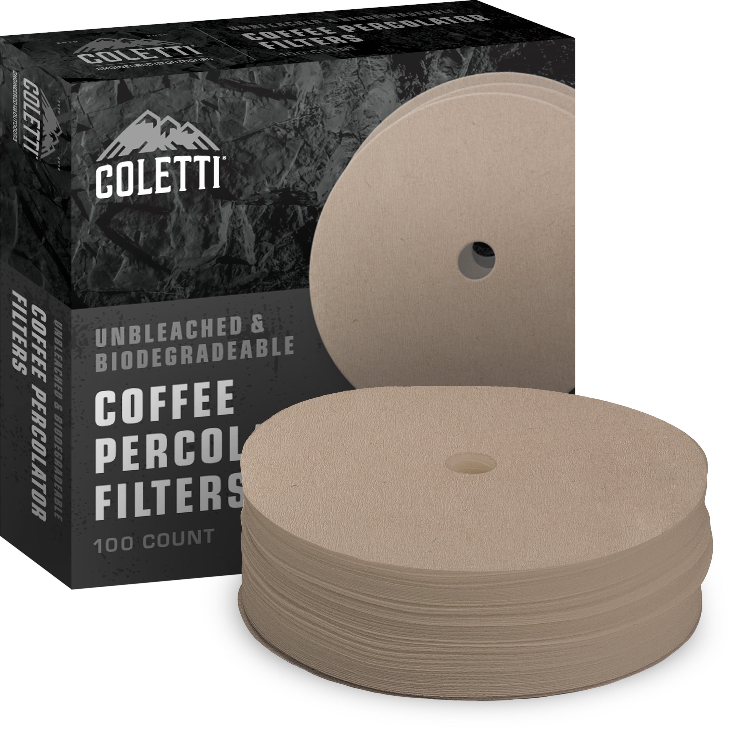 COLETTI Unbleached Percolator Coffee Filters 100 Pack of Percolator