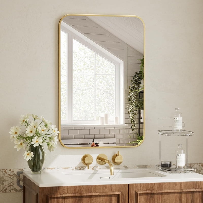 Anyrose 36"x 24" Bathroom Mirror Rectangular Wall Mirror,Gold