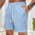 thumbnail image 3 of Akafmk Mens Linen Shorts Solid Color Casual Fashion Loose Lace Up Beach 5" Sport Shorts Pants XXL, 3 of 4