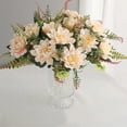 thumbnail image 1 of Simulación de ramo de crisantemo de siete ramas con hojas de helecho y bayas, multicolor, decoración floral artificial para bodas y arreglos del hogar., 1 of 6