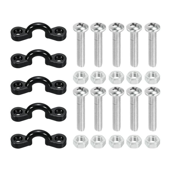 Uxcell Kayak Pad Eye, 5 Pack Nylon Deck Loops with 10 Pan Head Screws Nuts
