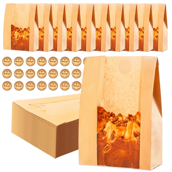 Homrelaxy 60 bolsas de papel kraft para pan con ventana