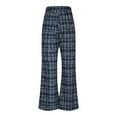 thumbnail image 6 of Lenpel Women's Plus Size Work Pants High Waisted Pull on Plaid Flare Wide Leg Pants Bootcut Business Casual Trousers(Dark Blue,Small), 6 of 7