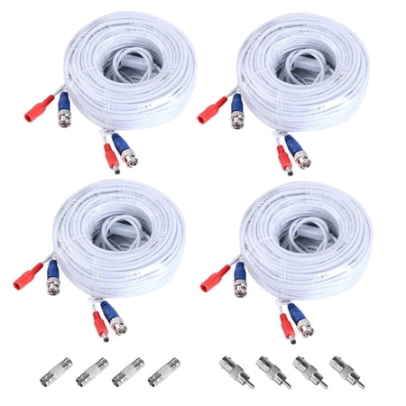 UPC: 0615116533115 | ANNKE 4 Pack 30M/100ft All-in-One Video Power Cables  BNC Extension Security Wire Cord for CCTV Surveillance DVR System Installation  Free BNC RCA Connector and 100pcs Cable Clips Included (White)