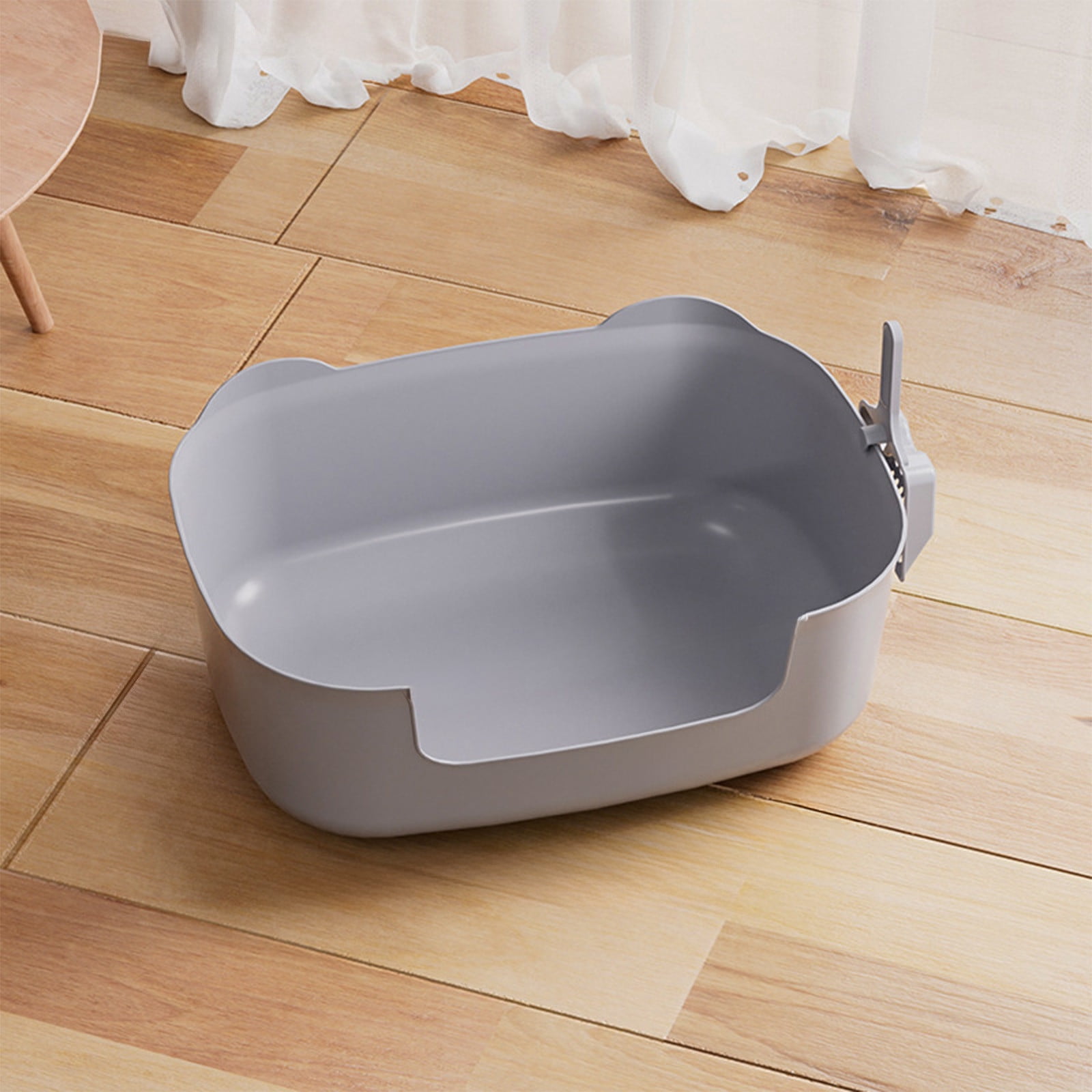 Large Cat Litter Box with High Sides, Open Kitty Litter Boxes Anti-Splashing for Indoor Cat Low Entry Cat Litter Pan for Small and Elderly Cats, Tool-Free Assembly