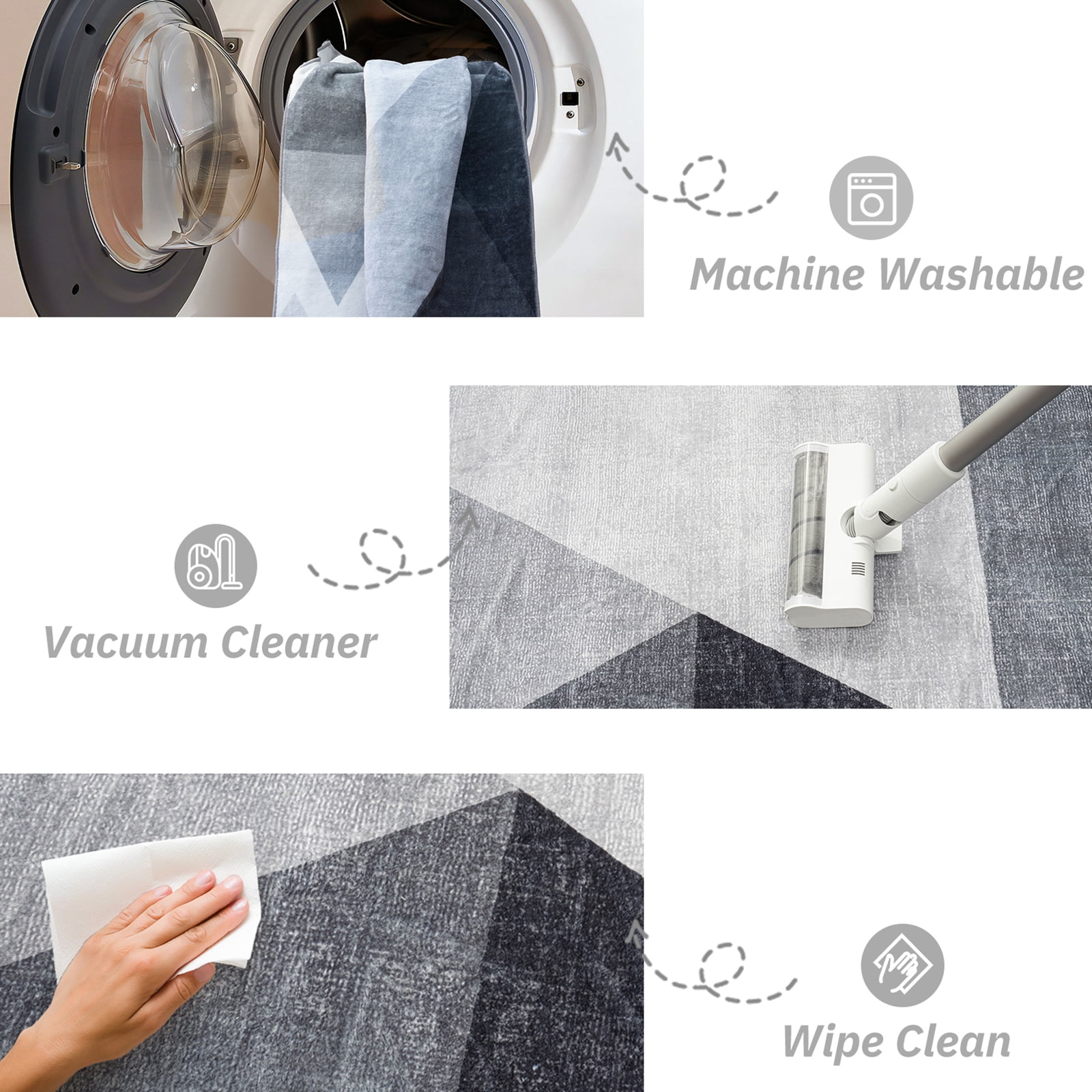 Cozylore 9'x12' Area Rugs for Living Room Geometric Style Modern Rug Soft Low Pile Non Slip Carpet Machine Washable Indoor Rug for Bedroom Dining Room Office, Gray