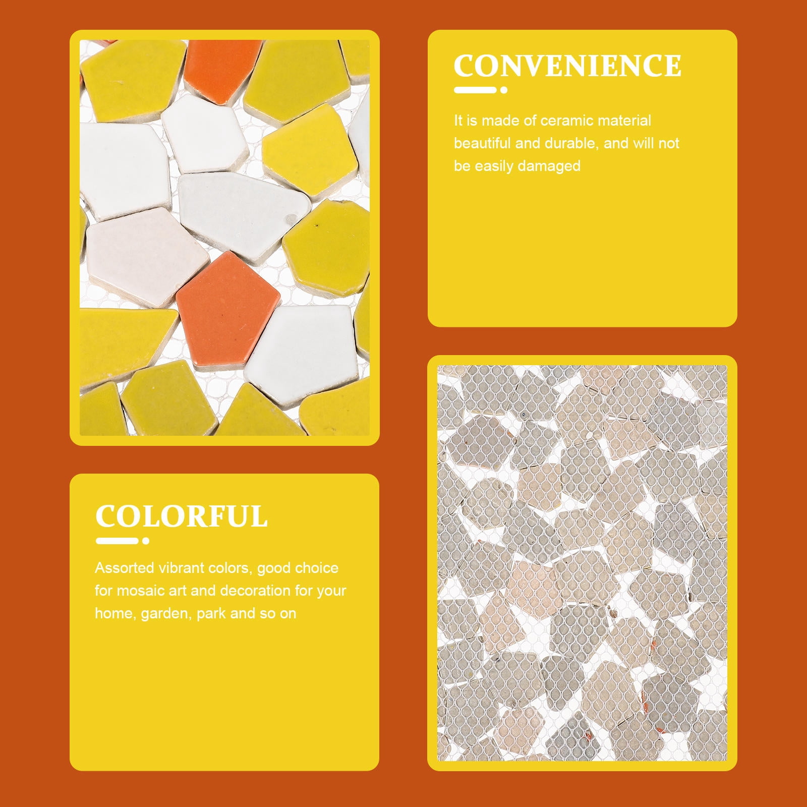 HOOWIFFY Ceramic Mosaic Tile Set for Crafting, Home Decoration, Art Projects, Design and Crafts