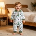 thumbnail image 2 of larppty Newborn Baby Boy Western Clothes Cow/Horse Print Romper Jumpsuit Long Sleeve Button Up Collared Bodysuit Outfit, 2 of 6