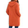 thumbnail image 4 of Solid Color Vintage Hoodies Longline Relaxed Full Zip Fall Tops Long Sleeve Fashion Clothes Adjustable Drawstring Hood Large Front Patch Pockets Sweatshirts Orange,XL, 4 of 6